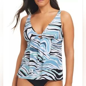 Beyond Control Printed Tankini Top Size 8 - New With Tags